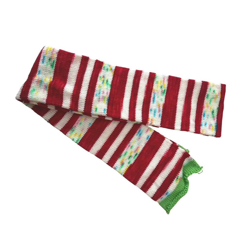Handmade Red White Striped‎ Knit Sock Tube Speckle Holiday 49 in